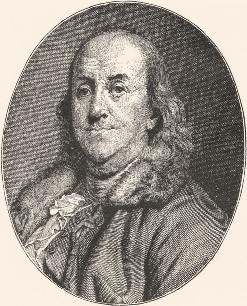 USA. Benjamin Franklin 1891 old antique vintage print picture